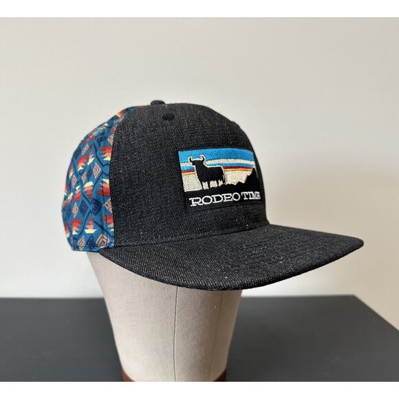 Rodeo Time Hat Dale Brigsby Santa Fe Back Black Denim Front Snapback Free Ship - Picture 1 of 5